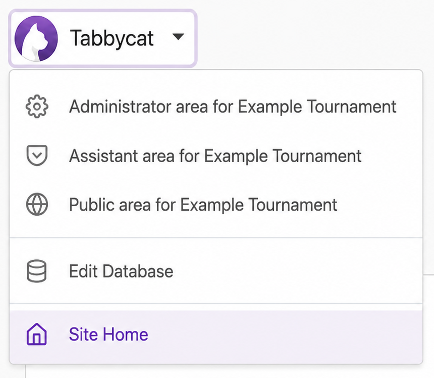 Sanitized CalicoTab menu with Site Home highlighted